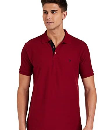 Van Heusen Athleisure Men Polo T-Shirt - 100% Combed Cotton - Colour Fresh, Quick Dry, Ultra Soft_60032_Wine_L