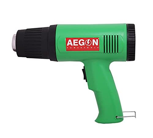 AEGON AHG-1800 Professional Dual Temperature Heat Gun/Hot Air Gun for Shrink Wrapping, Packing, Paint Removal, Industrial Use (Dual Temp 350 °C | 550 °C, 1800W, Green)