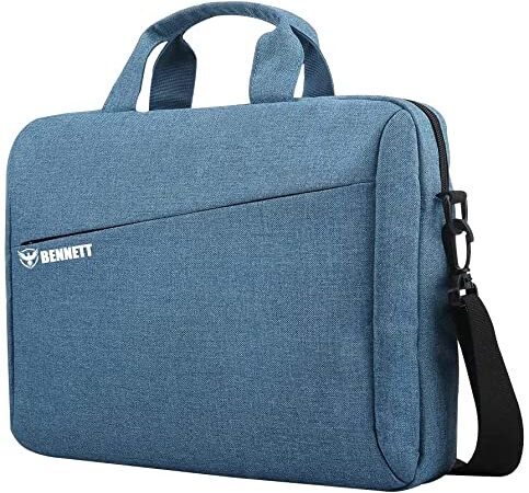 Bennett™ Mystic Formal Business Briefcase Bag Crossbody Messenger College Bags For Men Women MacBook INoteBook ITablet Laptop Upto 15.6 Inch | Handbags with Shoulder Straps (Blue) 6 Months Warranty