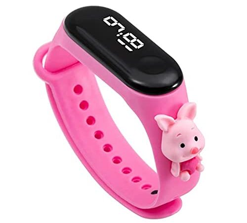 EVOTECH Digital Dial Waterproof Stylish and Fashionable Wrist Smart Watch LED Band for Kids, Rakhi, Colorful Cartoon Character Super Hero for Boys & Girls (Pink Doll)