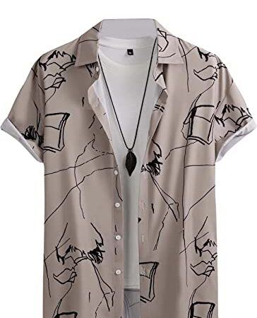 Lymio Casual Shirt for Men|| Shirt for Men|| Men Stylish Shirt || Men Printed Shirt (Mistry) (L, Cream)