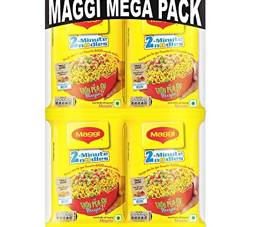 MAGGI 2-minute Instant Noodles, 840g (12 pouches x 70g each), Masala Noodles with Goodness of Iron, Made with Choicest Quality Spices, Favourite Masala Taste