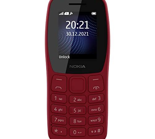 Nokia 105 Plus Single SIM, Keypad Mobile Phone with Wireless FM Radio, Memory Card Slot and MP3 Player | Red