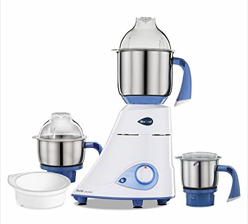 Preethi Blue Leaf Diamond MG-214 mixer grinder 750 watt (Blue/White), 3 jars & Flexi Lid, FBT motor with 2yr Guarantee & Lifelong Free Service