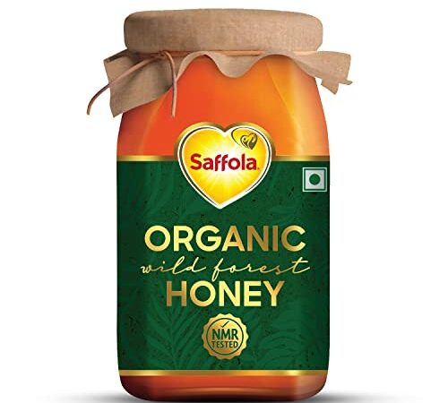 Saffola Wild Forest Organic Honey -500g -NMR Tested, 100% Pure Wild Forest Organic Honey, Brown