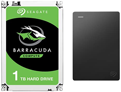 Seagate Portable 1TB External Hard Drive HDD – USB 3.0 for PC Laptop and Mac & Barracuda 1 TB Internal Hard Drive HDD 3.5 Inches (8.8 cm) SATA 6 Gb/s 7200 RPM 64 MB Cache for Computer Desktop PC