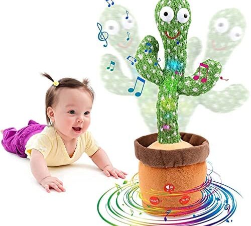 Storio Toys Dancing Cactus Talking Toy, Cactus Plush Toy, Wriggle & Singing Recording Repeat What You Say Funny Education Toys for Babies Children Playing, Home Decorate