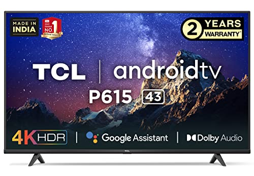 TCL 108 cm (43 inches) 4K Ultra HD Certified Android Smart LED TV 43P615 (Black)