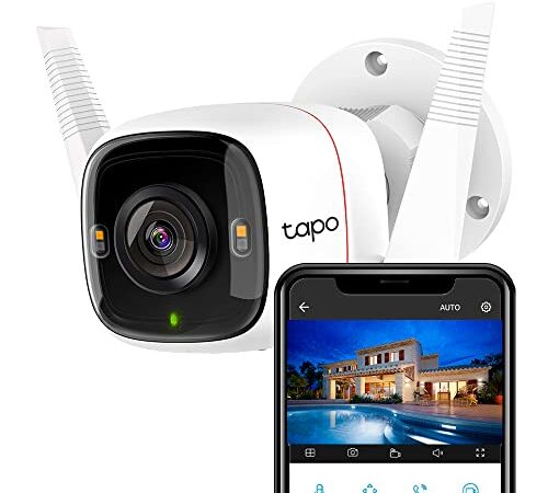 TP-Link Tapo 4MP 2K QHD (2560x1440) Outdoor CCTV Security Wi-Fi Smart Camera -Alexa Enabled -Weatherproof -Full Color Starlight Night Vision -2-Way Audio -up to 256 GB SD Storage -Tapo C320Ws- White