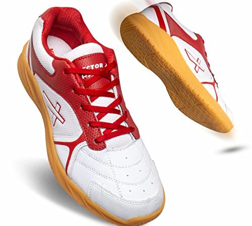 Vector X Ranger Badminton/Tennis Court Shoe for Men White-RED