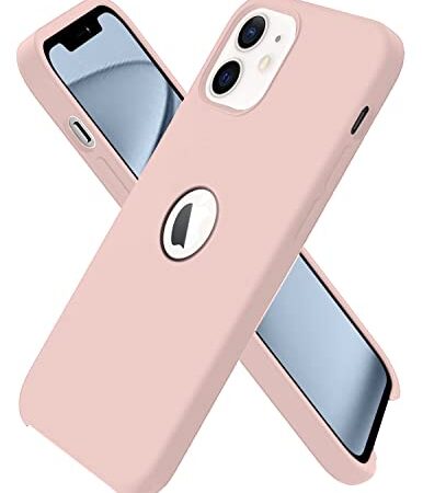 VONZEE Liquid Silicone Soft Back Cover for iPhone 12 Mini Case, Shockproof Slim Camera & Full Body Protection Non Yellowing Cover with Microfiber Lining & Logo Cut (5.4 Inch) -Sand Pink