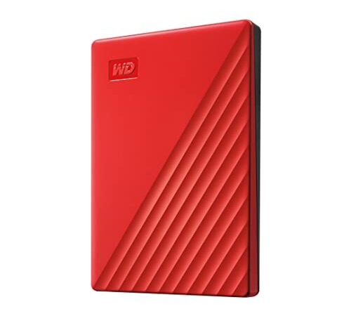 Western Digital WD 2TB My Passport Portable Hard Disk Drive, USB 3.0 with  Automatic Backup, 256 Bit AES Hardware Encryption,Password Protection,Compatible with Windows and Mac, External HDD-Red