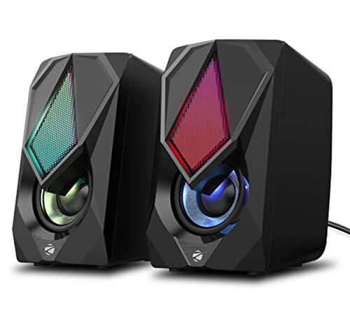 ZEBRONICS Zeb-Warrior II 10 watts 2.0 Multimedia Speaker with RGB Lights, USB Powered, AUX Input, Volume Control Pod for PC, Laptops, Desktop