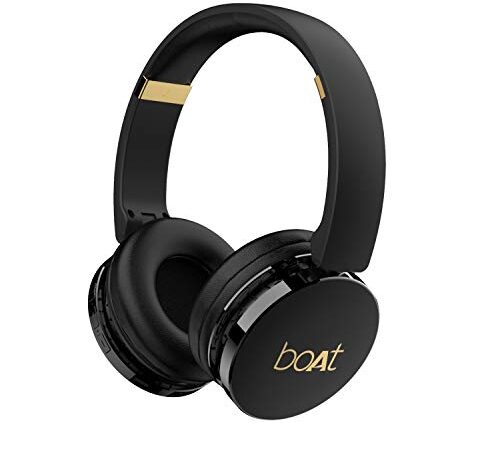 boAt Rockerz 370 On Ear Bluetooth Headphones with Upto 12 Hours Playtime, Cozy Padded Earcups and Bluetooth v5.0, with Mic (Buoyant Black)