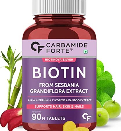 Carbamide Forte Biotin for Hair Growth with Amla, Brahmi & Bamboo Extract - 90 Veg Tablets