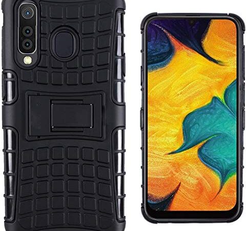 Coverage Back Cover Case Dual Layer Rugged and Tough Defender Kick Stand with Bult in Stand for Samsung Galaxy M30 - Space Black