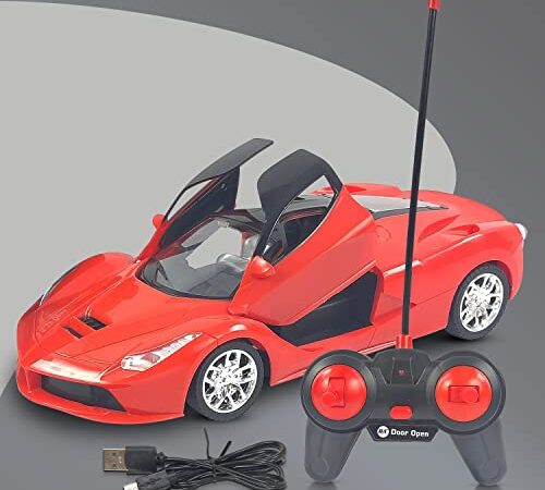 NHR Big Remote Control Car with Back Front Light, Open able Door, Remote and USB Cable for Kids (3+ Years, Red)