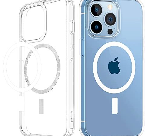 VEGO Compatible with iPhone 13 Pro Case, Clear Magnetic Case with Built-in Magnets Compatible with MagSafe, Crystal Clear [Yellow Resistant] Slim Soft TPU Bumper Cover for iPhone 13 Pro 6.1" - Clear