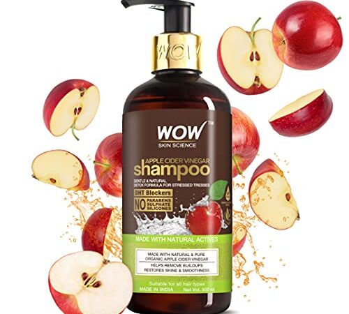 WOW Skin Science Apple Cider Vinegar Shampoo with DHT Blockers | Gentle & Natural Detox Formula that Helps Remove Buildup | Natural Ingredients | No Sulphate No Paraben | PH Balanced | For Men & Women – 300ml